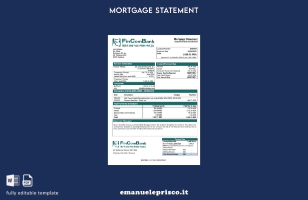 stile verificato Modello di dichiarazione dei mutui Moldavia FinComBank Modello 